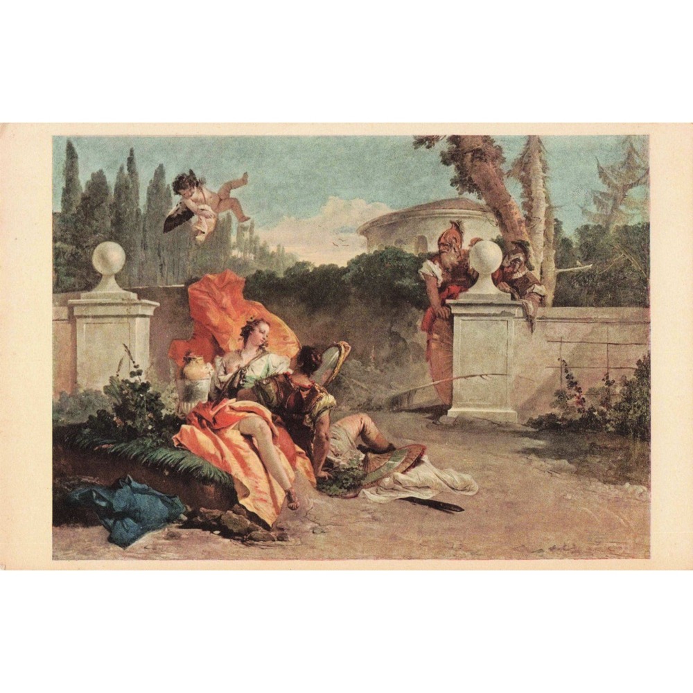 Tiepolo Rinaldo and Armida Garden Max Jaffe Collotype Postcard Art Inst Chicago - Picture 1 of 2